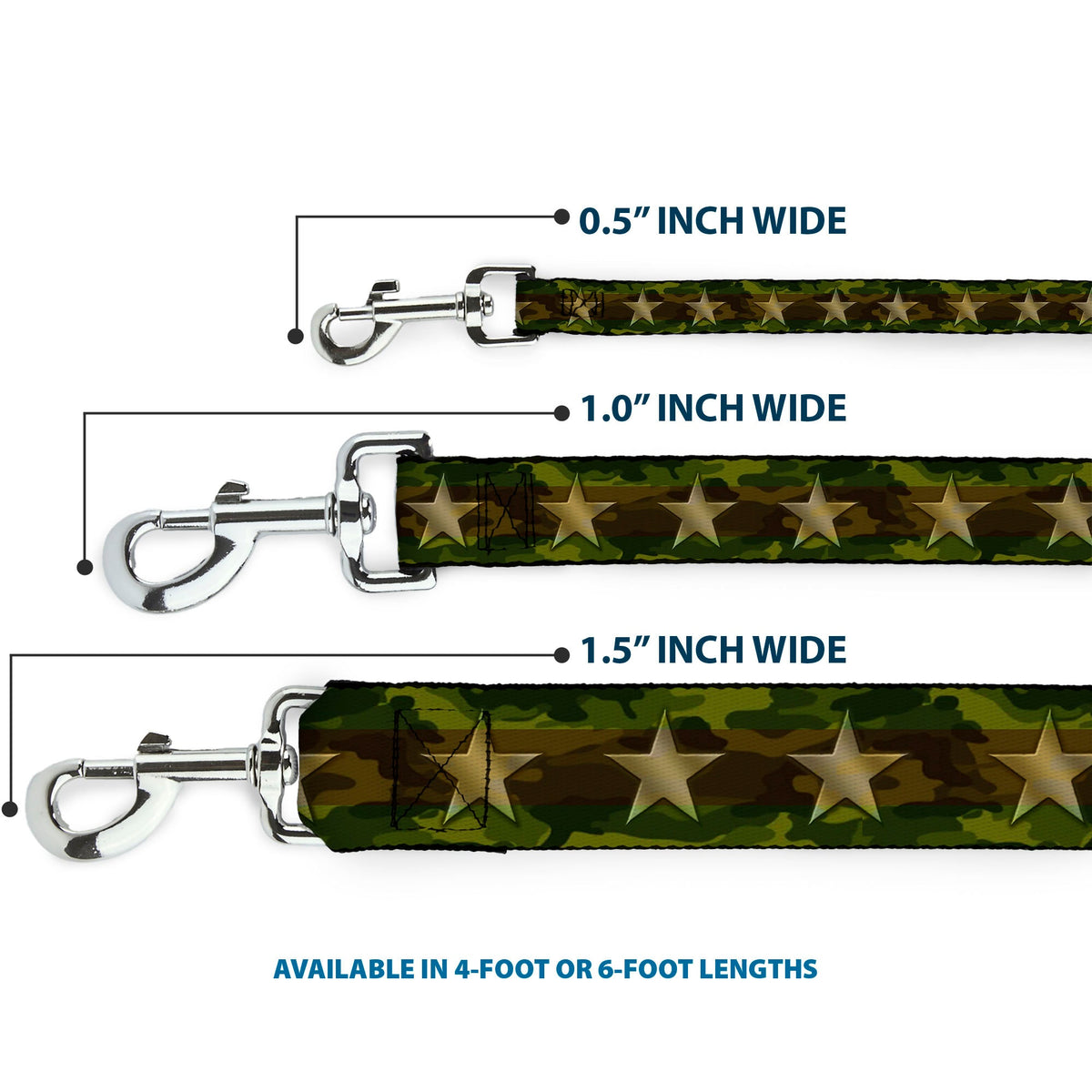 Dog Leash - Star Camo Olive/Gold - Buckle-Down - Flyclothing LLC