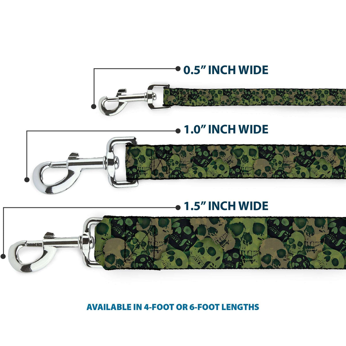 Dog Leash - Camo Olive/Black Skull Yard2 - Buckle-Down - Flyclothing LLC