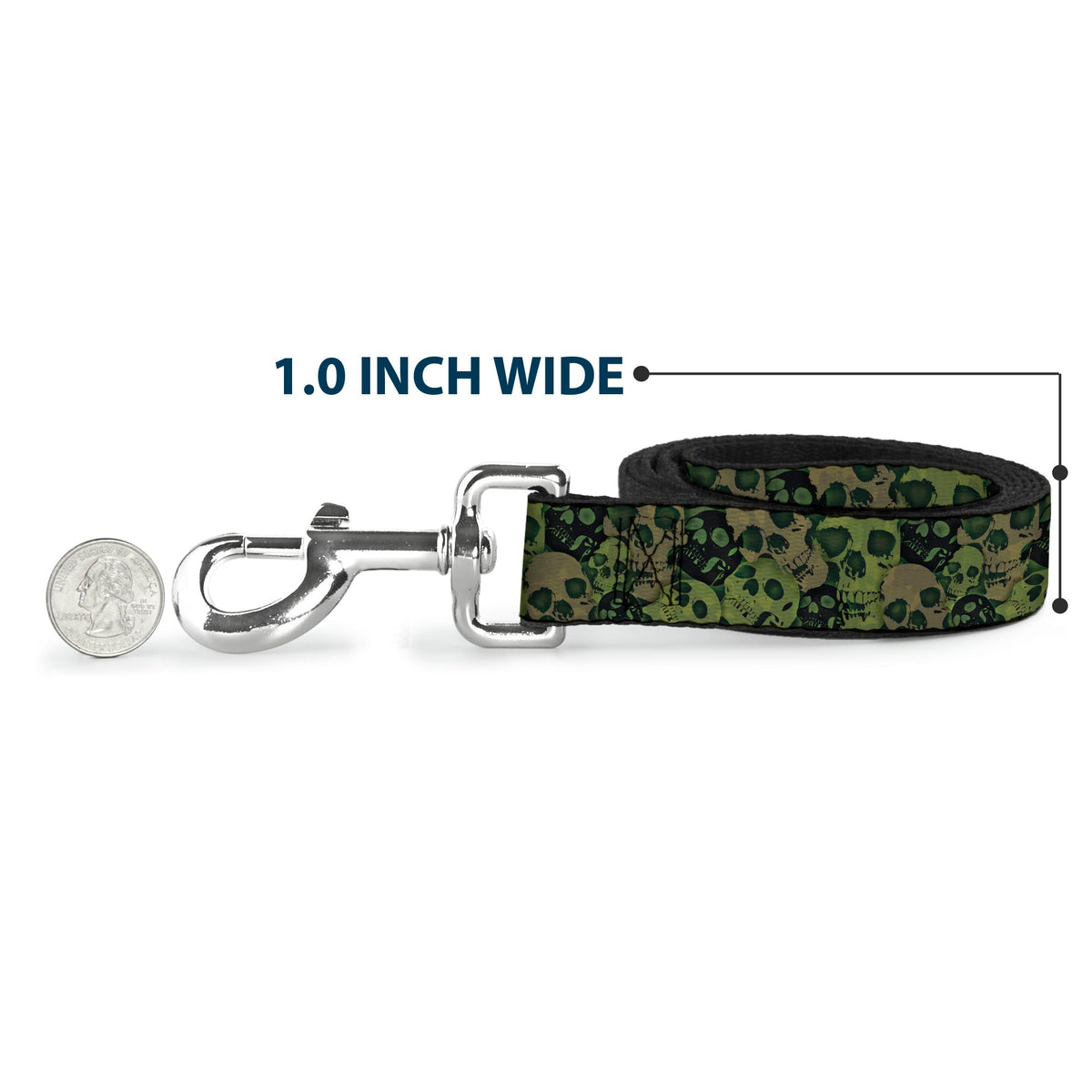 Dog Leash - Camo Olive/Black Skull Yard2 - Buckle-Down - Flyclothing LLC