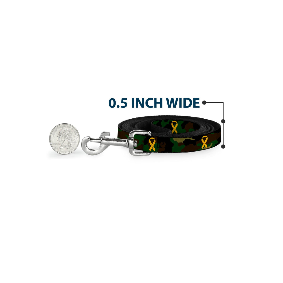 Dog Leash - Support Our Troops Camo Olive/Yellow Ribbon