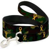 Dog Leash - Support Our Troops Camo Olive/Yellow Ribbon