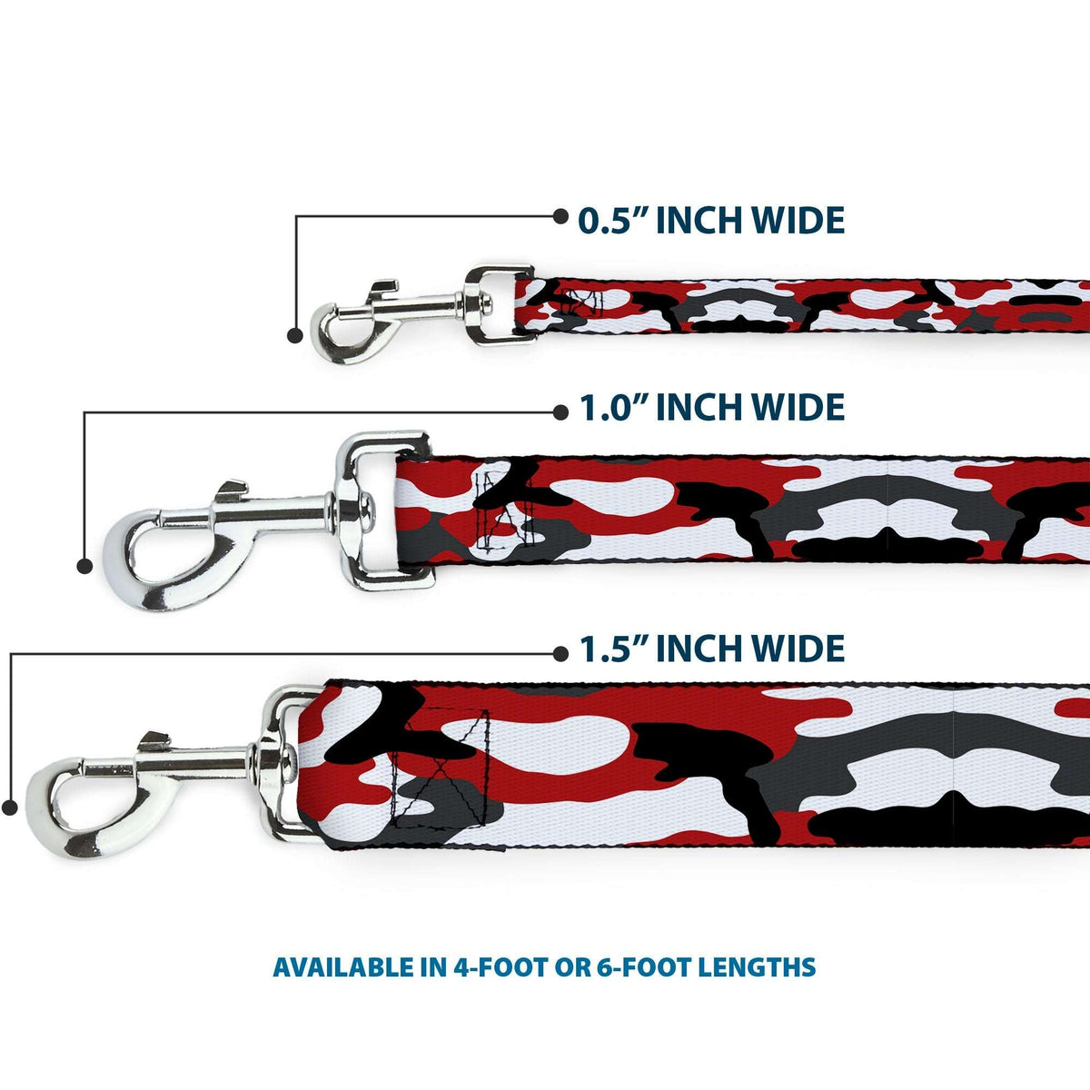 Dog Leash - Camo Red/Black/Gray/White - Buckle-Down - Flyclothing LLC