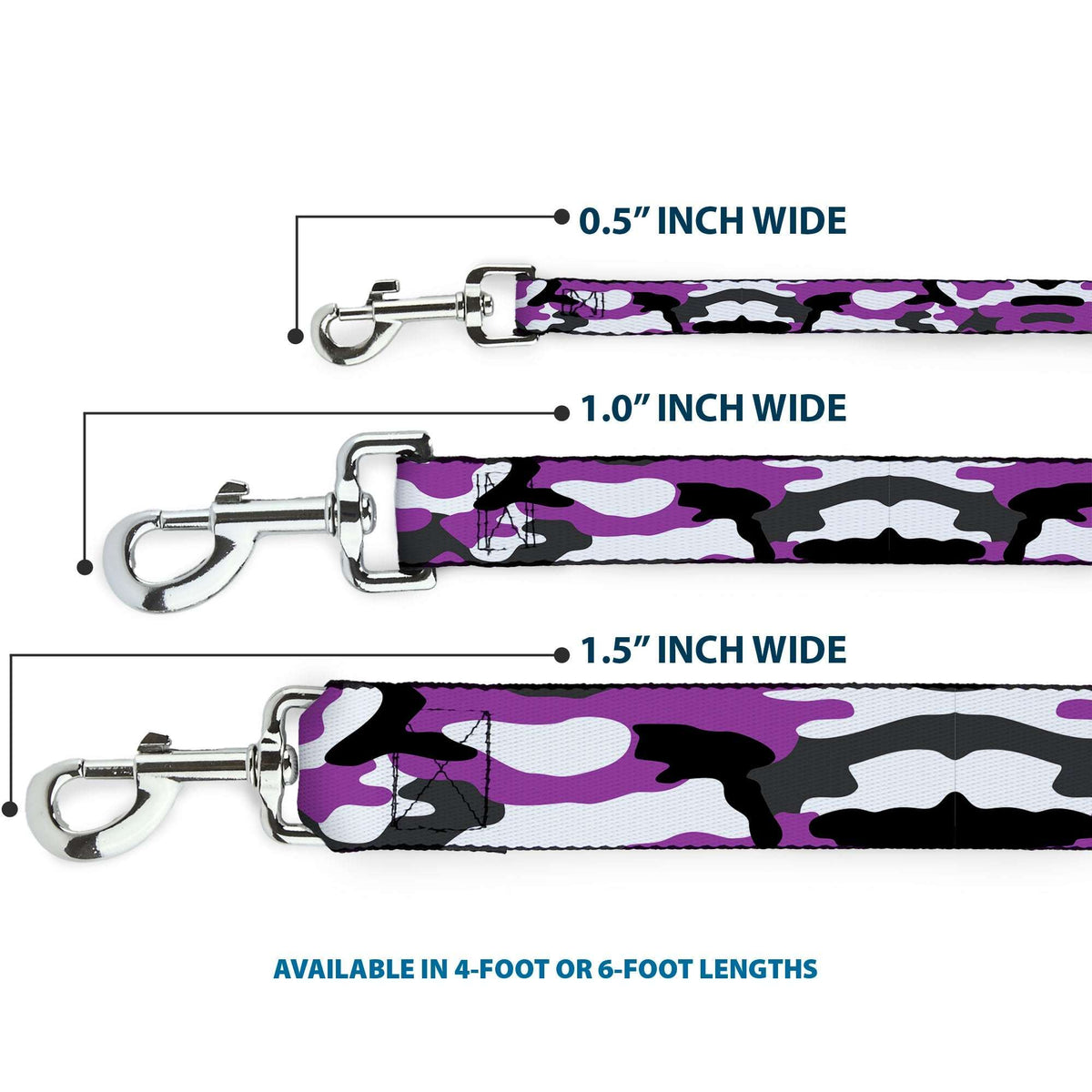 Dog Leash - Camo Purple/Black/Gray/White - Buckle-Down - Flyclothing LLC