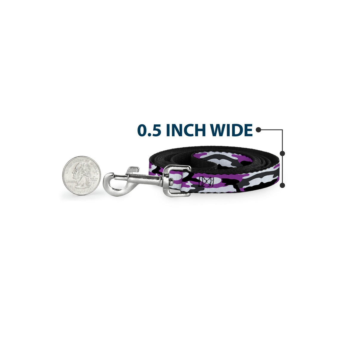 Dog Leash - Camo Purple/Black/Gray/White - Buckle-Down - Flyclothing LLC