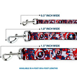 Dog Leash - Captain America Shield Digital Camo Blue/White/Red