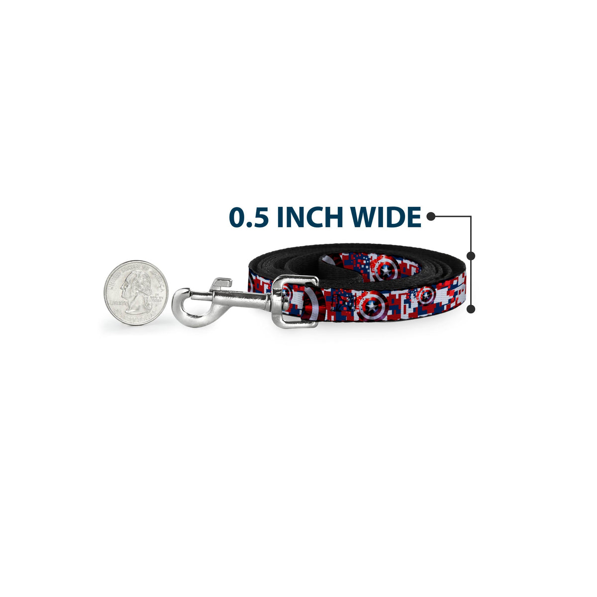 Dog Leash - Captain America Shield Digital Camo Blue/White/Red