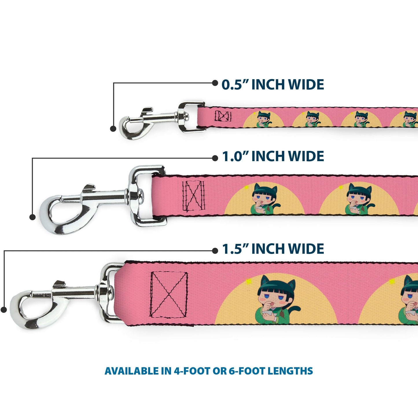 Dog Leash - The Apothecary Diaries Chibi Maomao Cat Pose Pink/Yellow