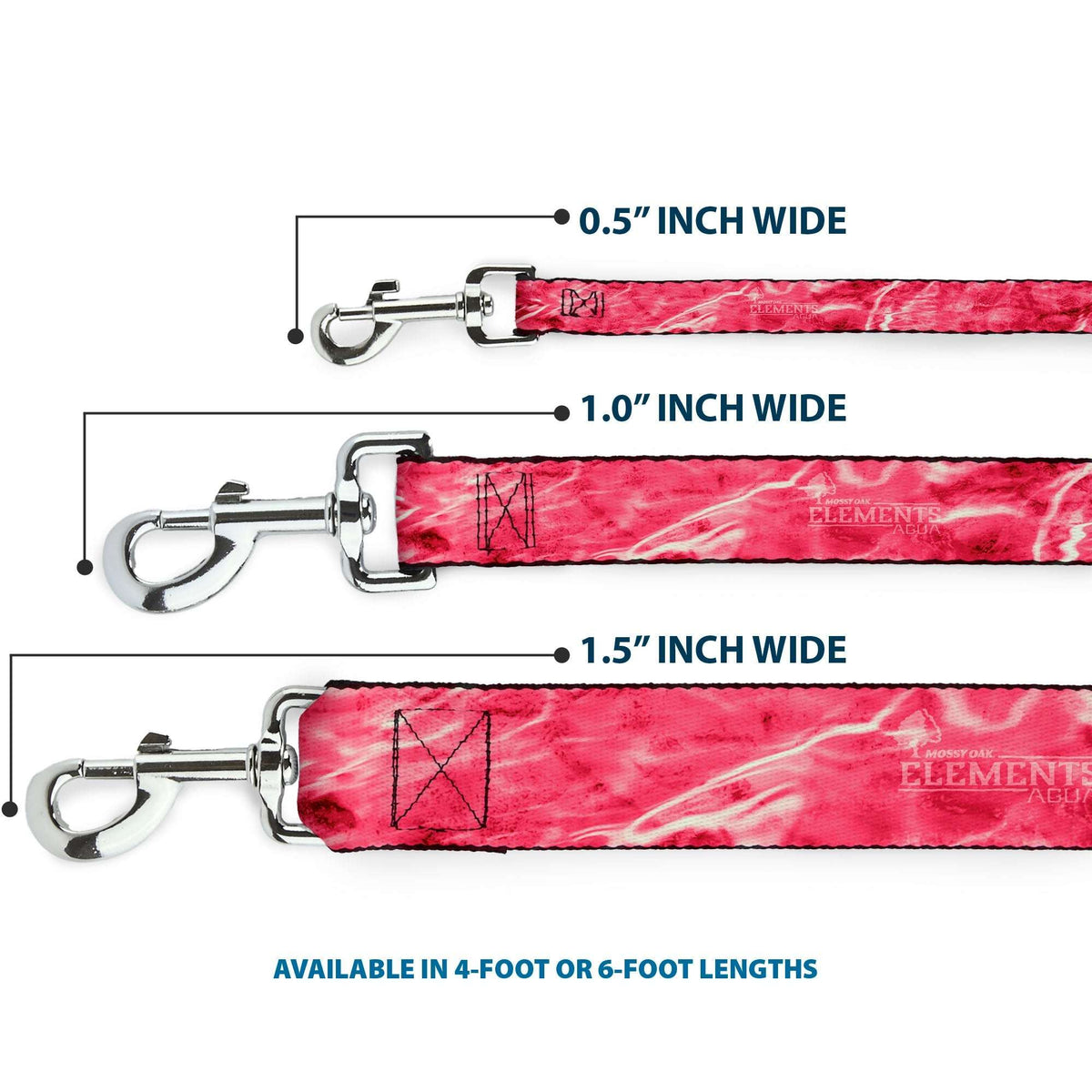 Dog Leash - Mossy Oak Elements Anemone Agua Camo Pink - Buckle-Down - Flyclothing LLC