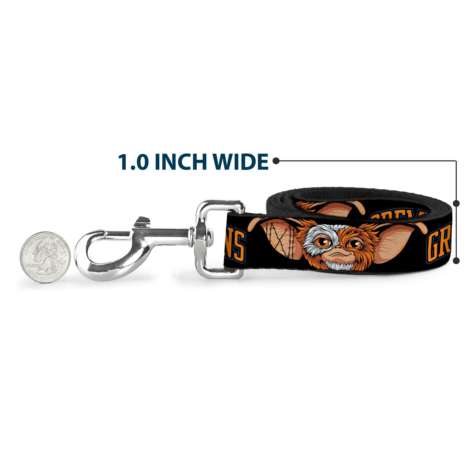 Dog Leash - GREMLINS 1984 Gizmo Face Close-Up Black