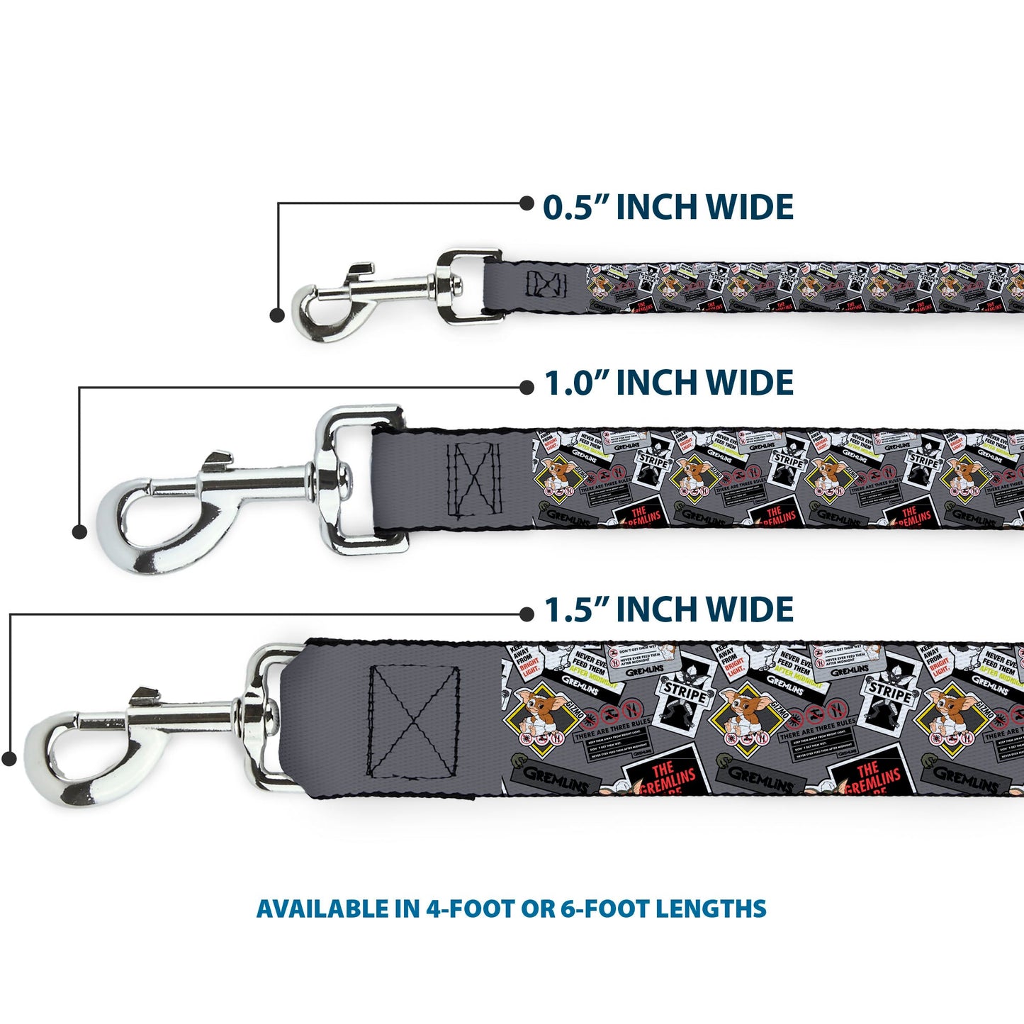 Dog Leash - Gremlins Gizmo Pose and Rules Collage Gray