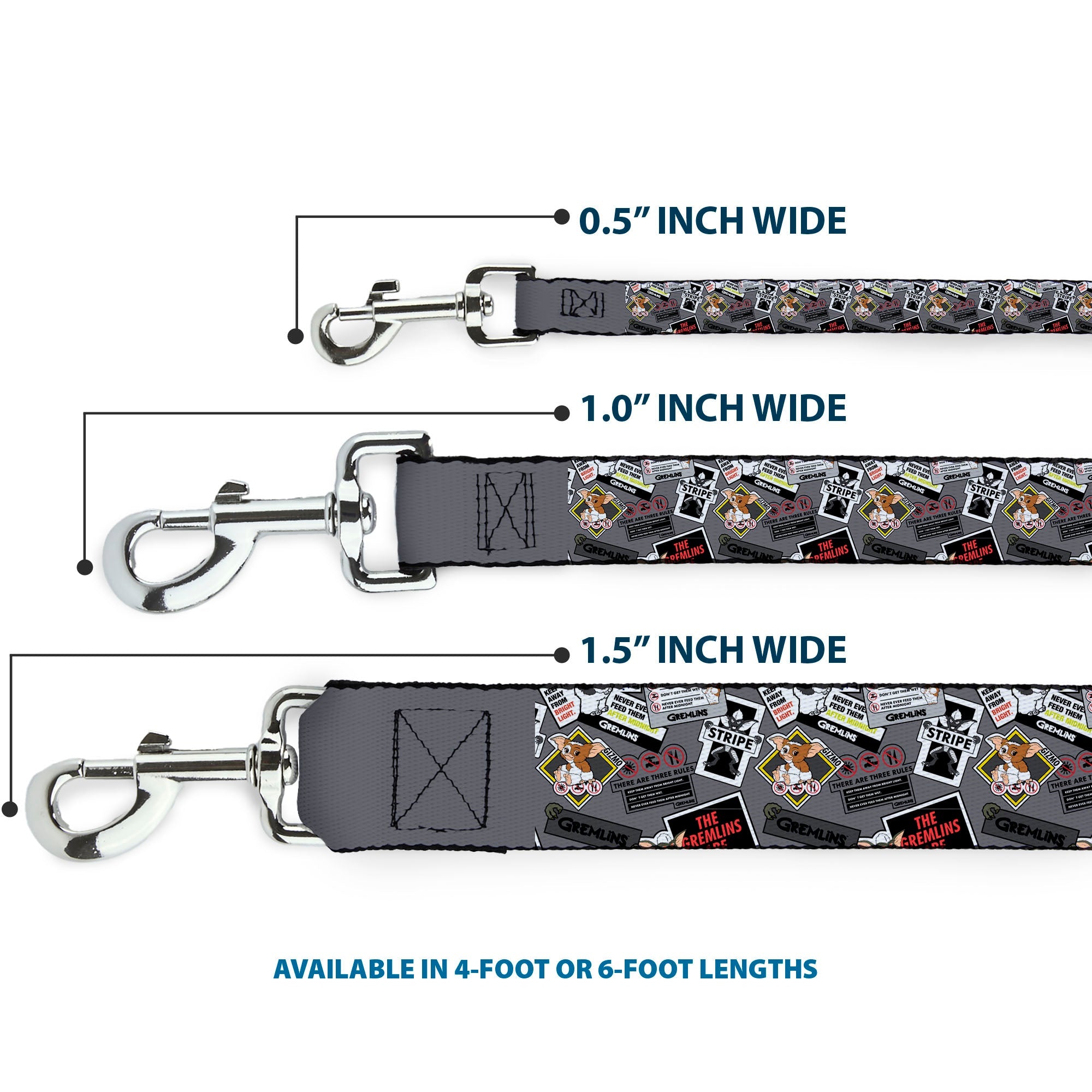 Dog Leash - Gremlins Gizmo Pose and Rules Collage Gray