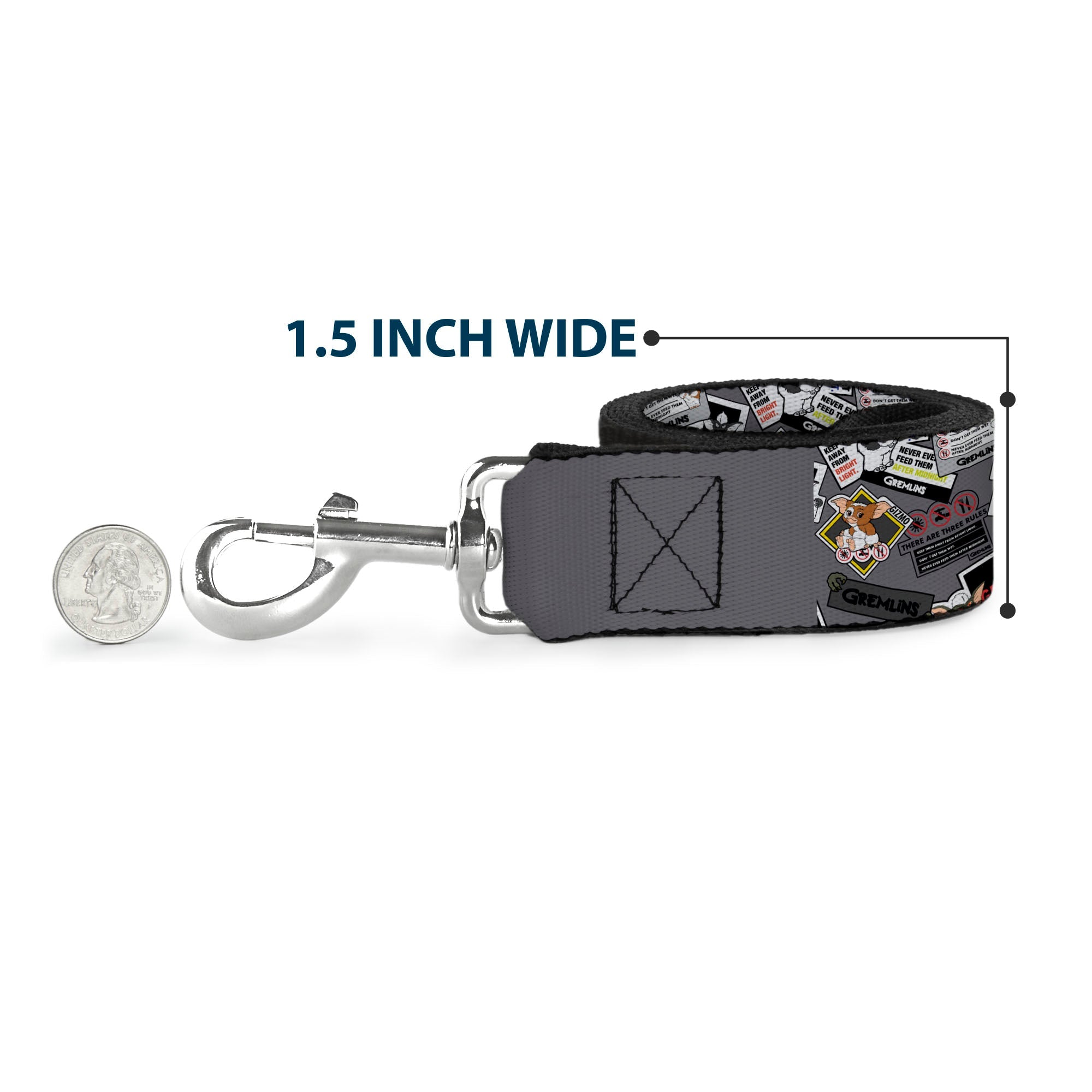 Dog Leash - Gremlins Gizmo Pose and Rules Collage Gray