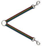 Dog Leash Splitter - Checker Black/Neon Rainbow