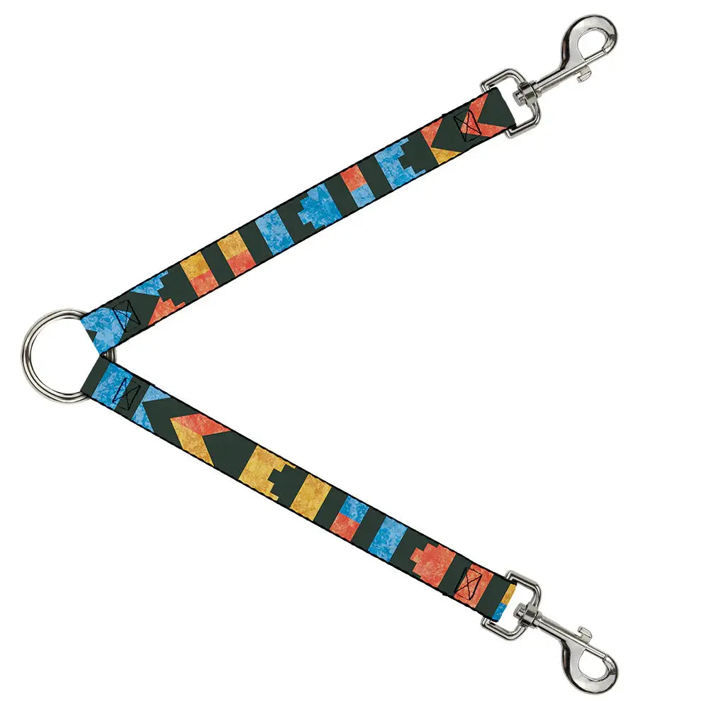 Dog Leash Splitter - Geometric8 Charcoal/Orange/Gold/Blue - Buckle-Down - Flyclothing LLC