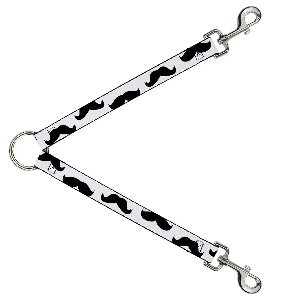 Dog Leash Splitter - Mustaches White/Black - Buckle-Down - Flyclothing LLC