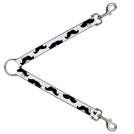 Dog Leash Splitter - Mustaches White/Black - Buckle-Down - Flyclothing LLC