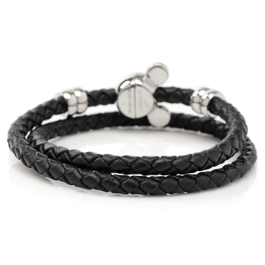 Disney Mickey Silhouette Black Double Wrapped Leather Bracelet