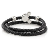 Disney Mickey Silhouette Black Double Wrapped Leather Bracelet - Cufflinks.com - Flyclothing LLC