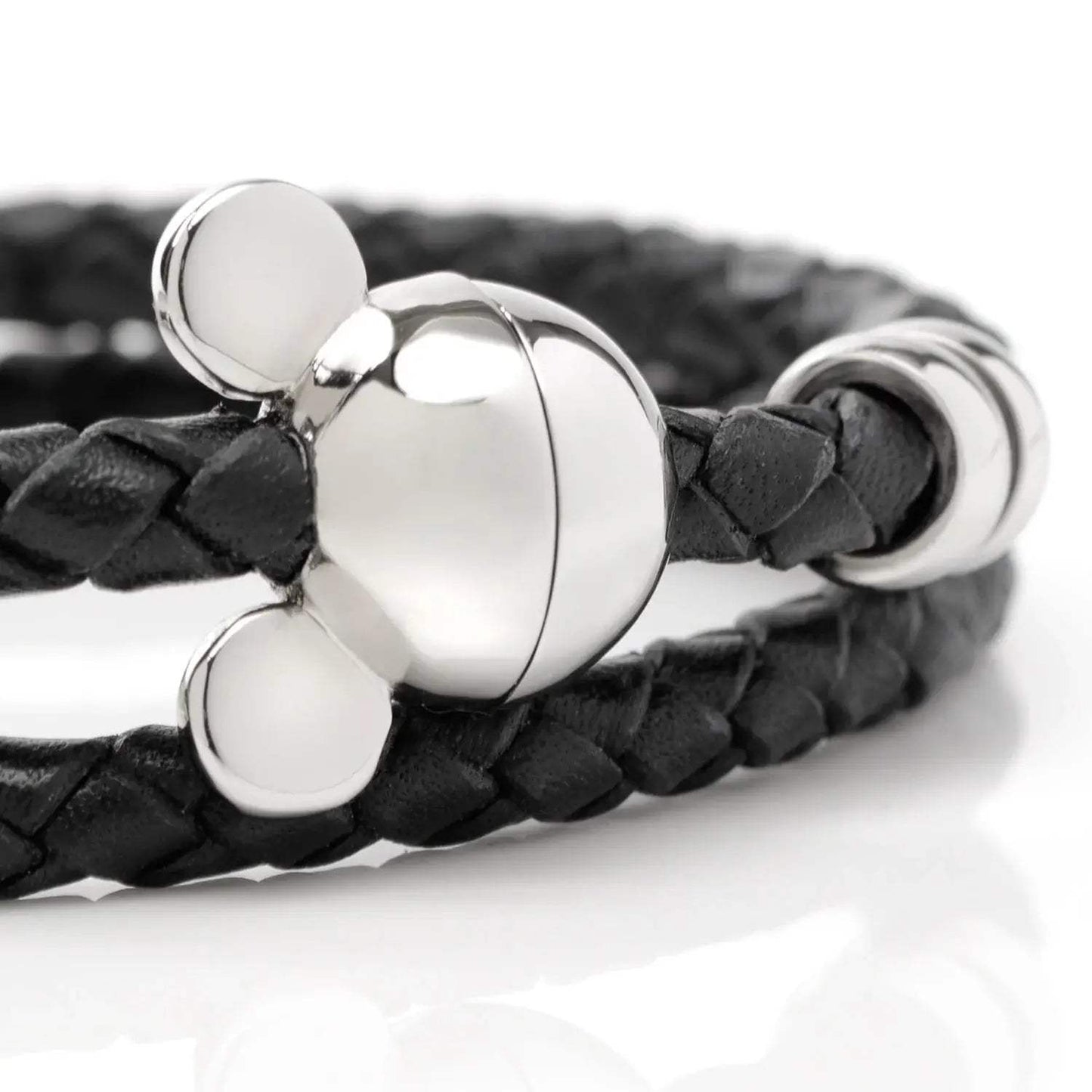 Disney Mickey Silhouette Black Double Wrapped Leather Bracelet - Cufflinks.com - Flyclothing LLC