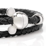 Disney Mickey Silhouette Black Double Wrapped Leather Bracelet - Cufflinks.com - Flyclothing LLC