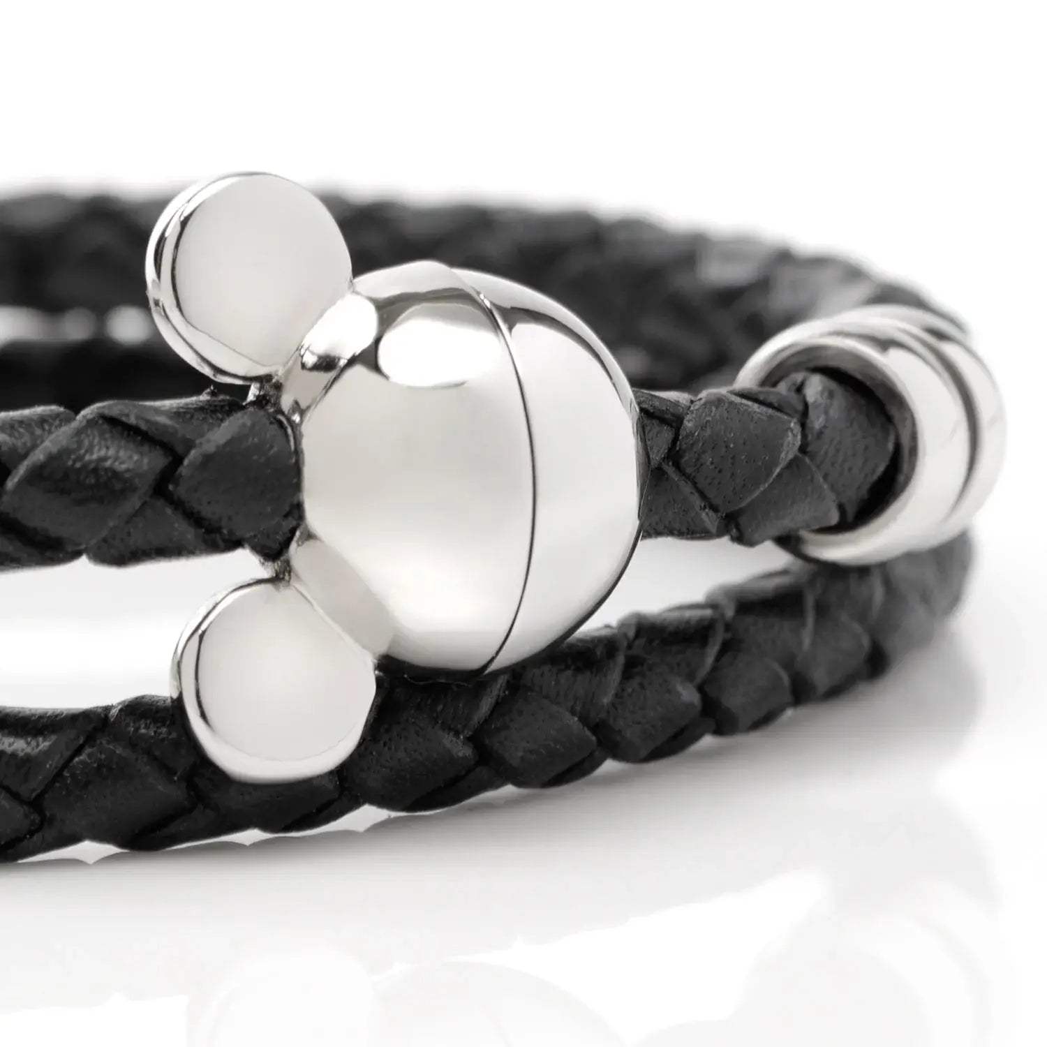 Disney Mickey Silhouette Black Double Wrapped Leather Bracelet - Cufflinks.com - Flyclothing LLC