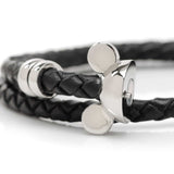 Disney Mickey Silhouette Black Double Wrapped Leather Bracelet - Cufflinks.com - Flyclothing LLC