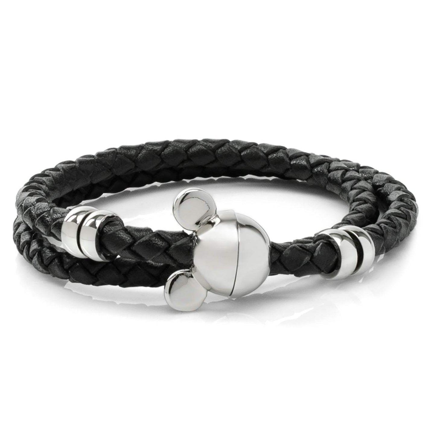 Disney Mickey Silhouette Black Double Wrapped Leather Bracelet - Cufflinks.com - Flyclothing LLC