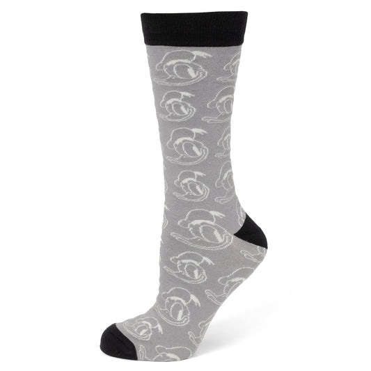 Disney Donald Duck Patterned Gray Socks and Mickey Mouse Blue Lapel Pin Gift Set