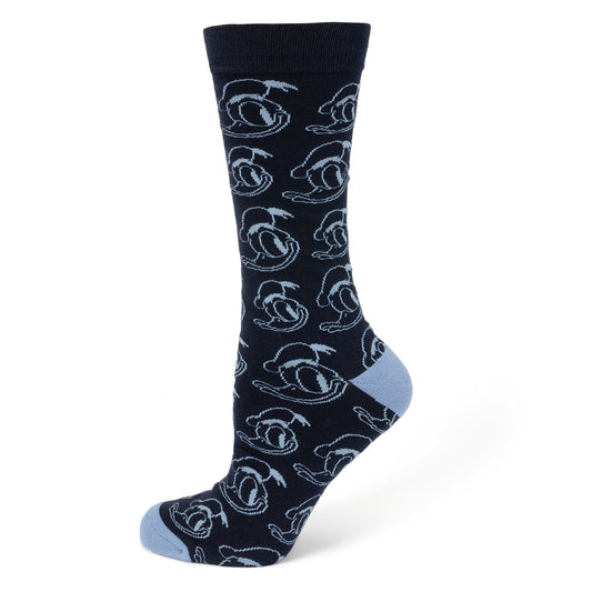 Disney Donald Duck Patterned Blue Socks and Mickey Mouse Blue Lapel Pin Gift Set