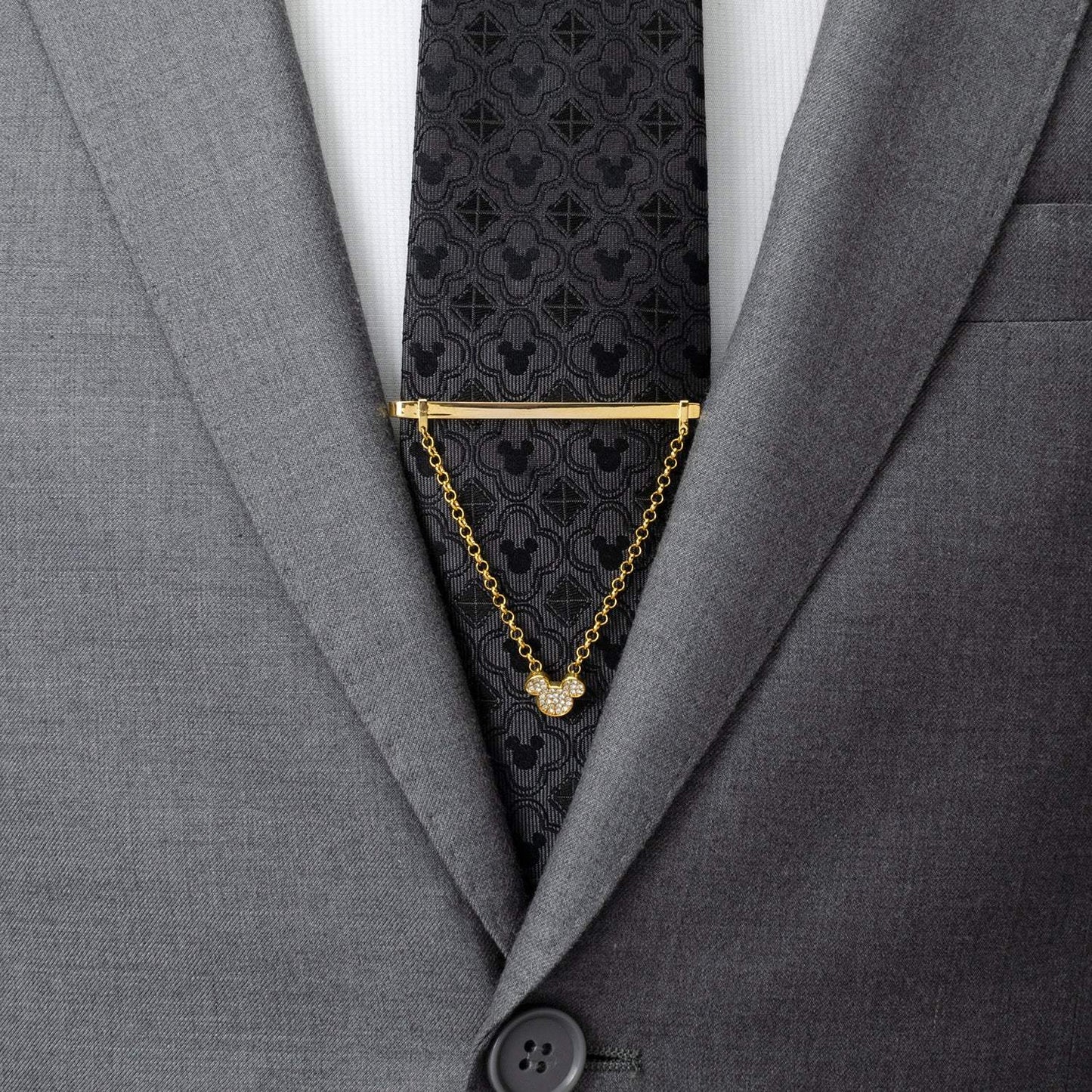 Disney Mickey Mouse Gold Crystal Chain Tie Bar - Cufflinks.com - Flyclothing LLC