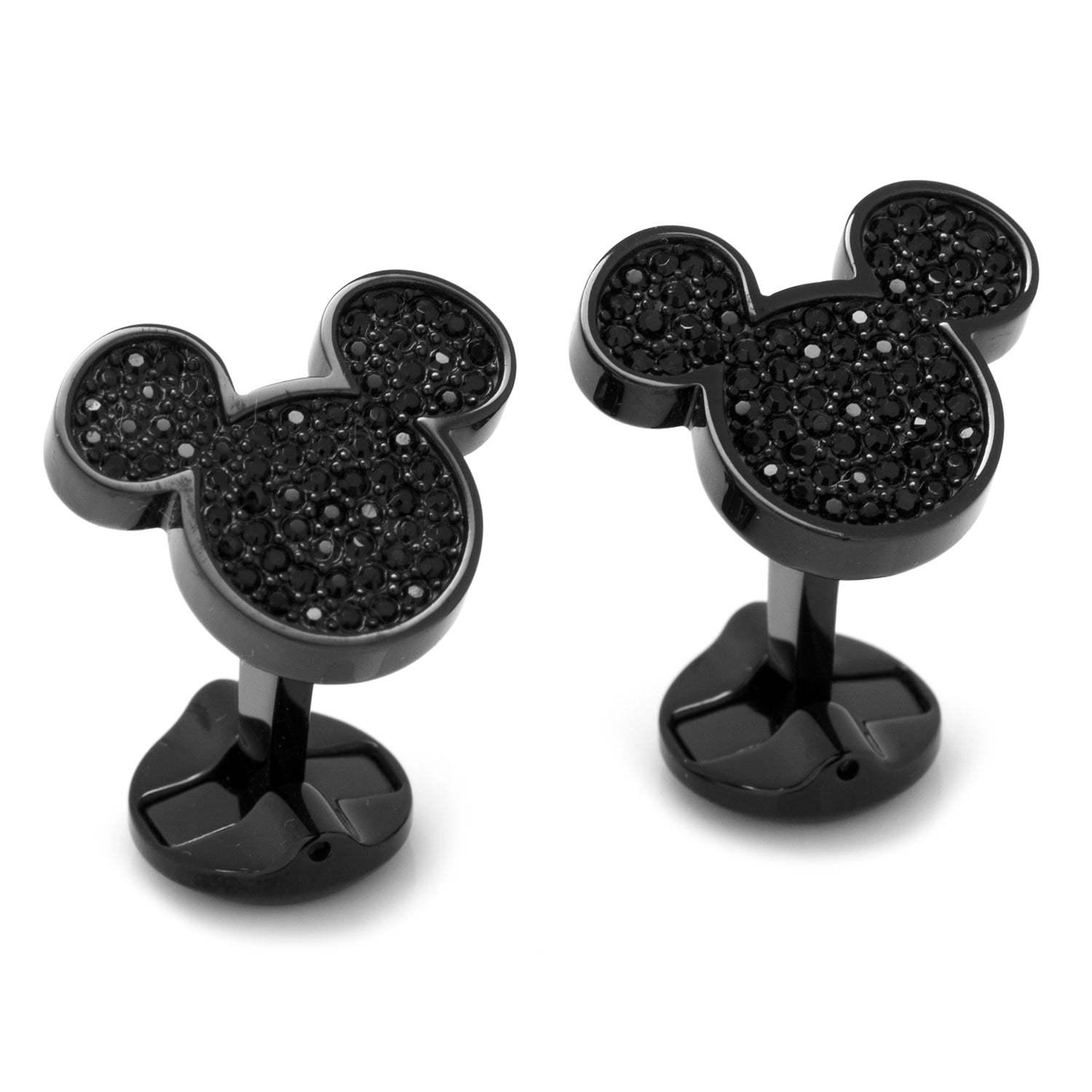 Disney Mickey Mouse Stainless Steel Black Pave Crystal Cufflinks - Cufflinks.com - Flyclothing LLC