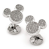 Disney Mickey Mouse Stainless Steel White Pave Crystal Cufflinks - Cufflinks.com - Flyclothing LLC