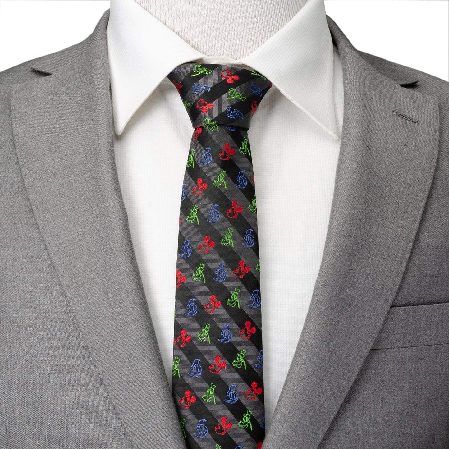 Disney Mickey and Friends Multi Black Stripe Men's Tie - Cufflinks.com - Flyclothing LLC