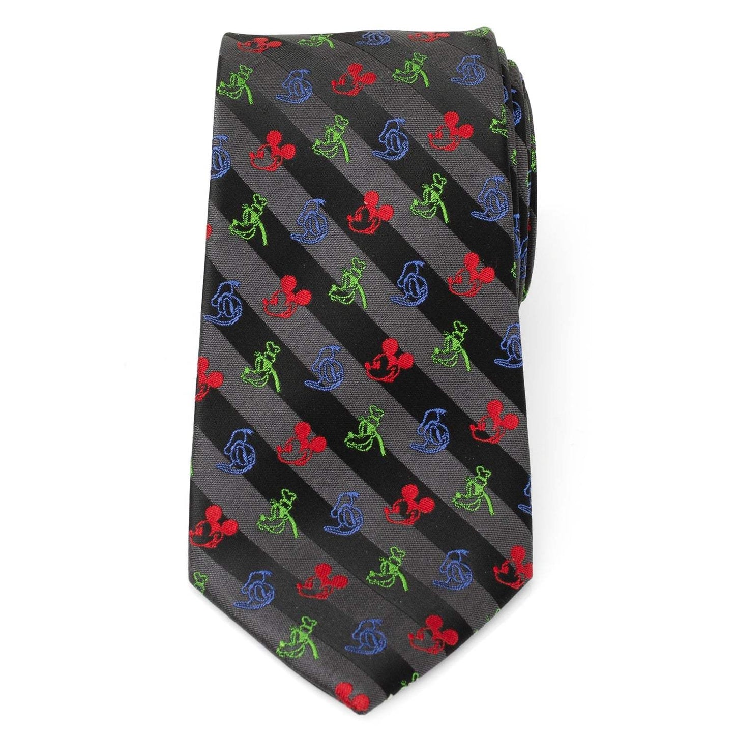 Disney Mickey and Friends Multi Black Stripe Men's Tie - Cufflinks.com - Flyclothing LLC