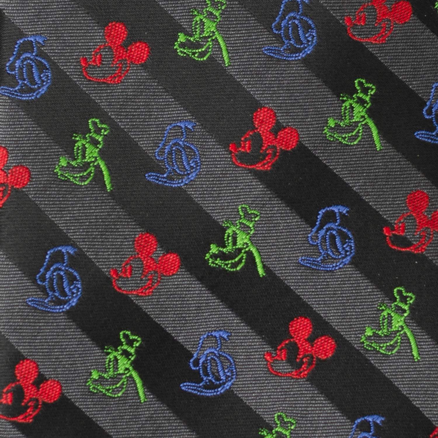 Disney Mickey and Friends Multi Black Stripe Men's Tie - Cufflinks.com - Flyclothing LLC