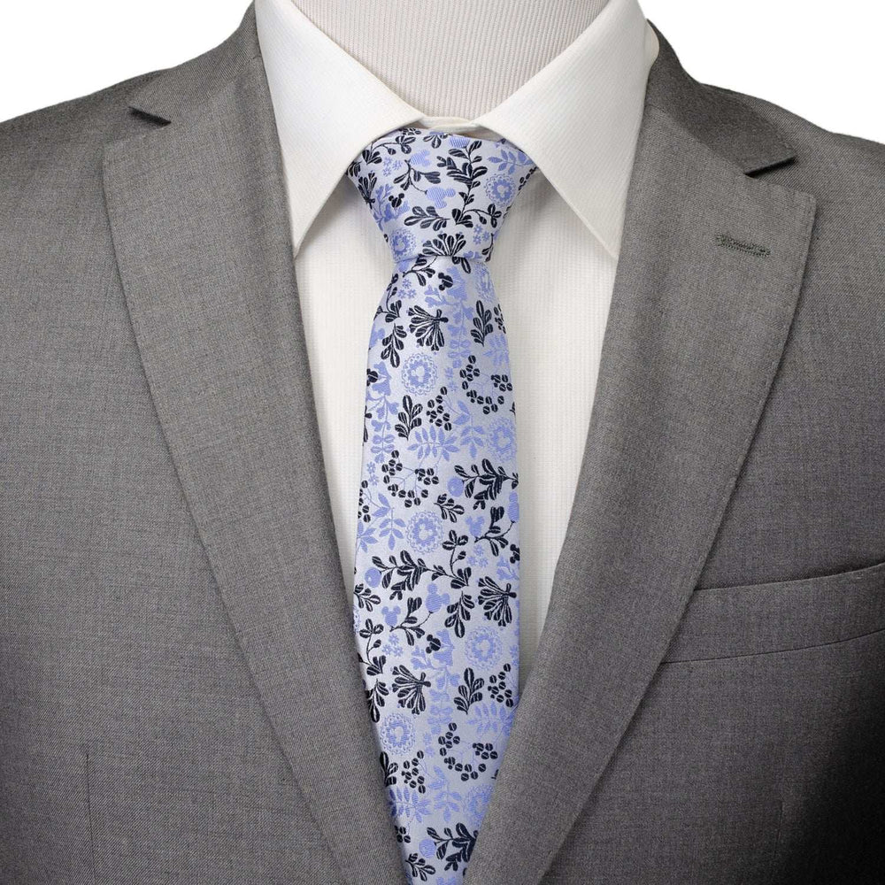 Disney Mickey Mouse Floral Silhouette Blue and White Tie - Cufflinks.com - Flyclothing LLC