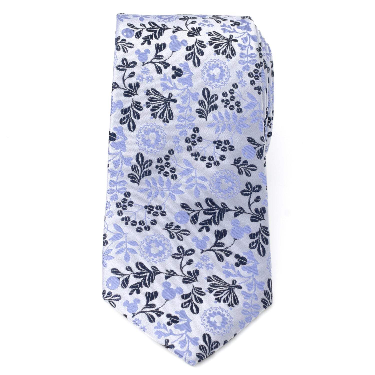 Disney Mickey Mouse Floral Silhouette Blue and White Tie - Cufflinks.com - Flyclothing LLC