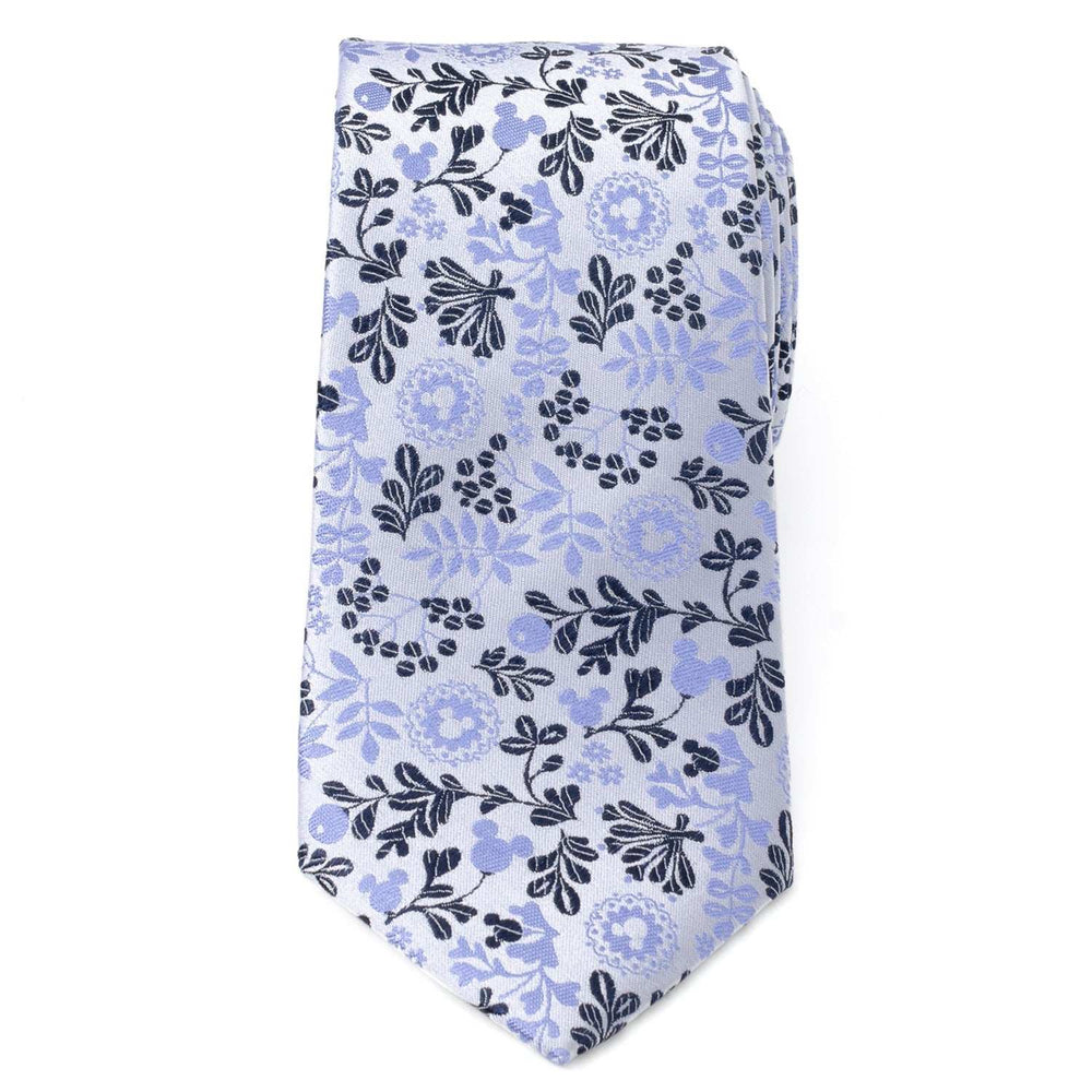Disney Mickey Mouse Floral Silhouette Blue and White Tie - Cufflinks.com - Flyclothing LLC