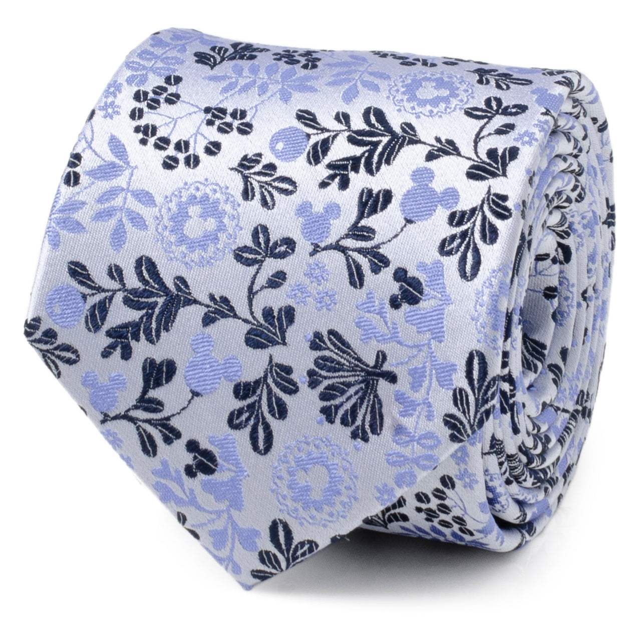 Disney Mickey Mouse Floral Silhouette Blue and White Tie - Cufflinks.com - Flyclothing LLC