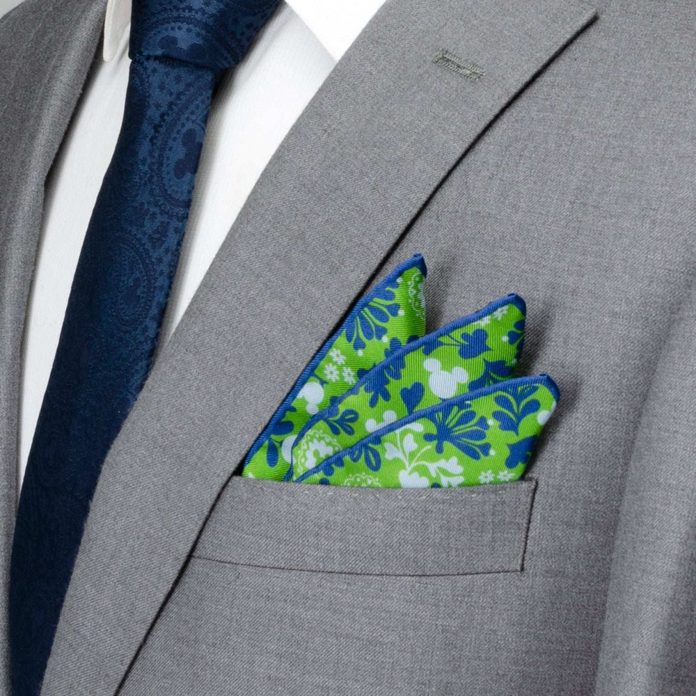 Disney Mickey Mouse Floral Green Pocket Square - Cufflinks.com - Flyclothing LLC