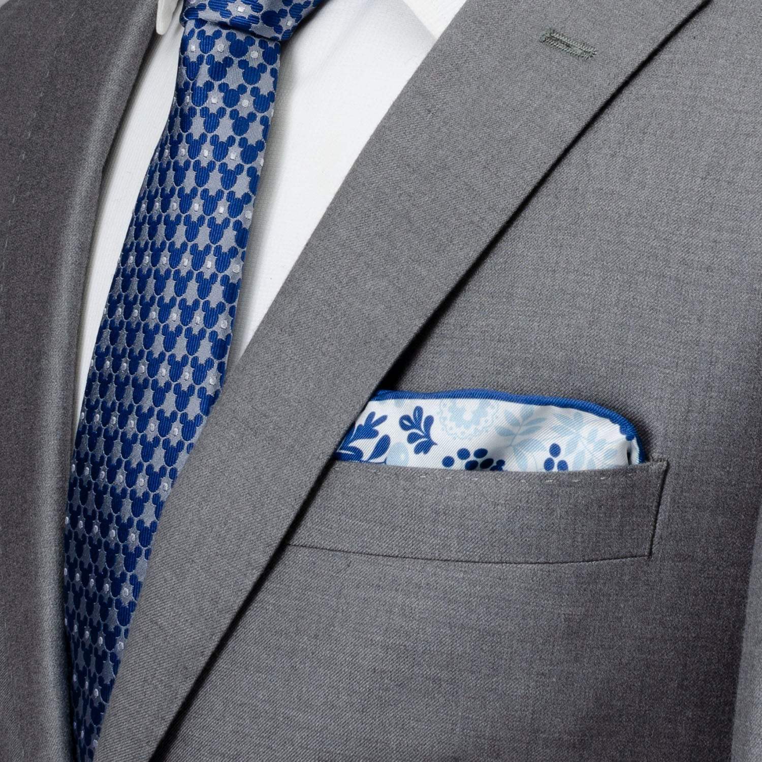 Disney Mickey Mouse Floral White Pocket Square - Cufflinks.com - Flyclothing LLC