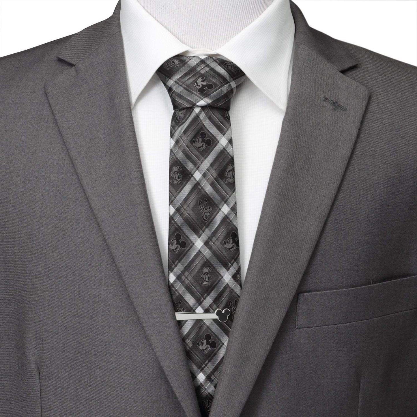 Disney Mickey and Friends Charcoal Plaid Men's Tie - Cufflinks.com - Flyclothing LLC