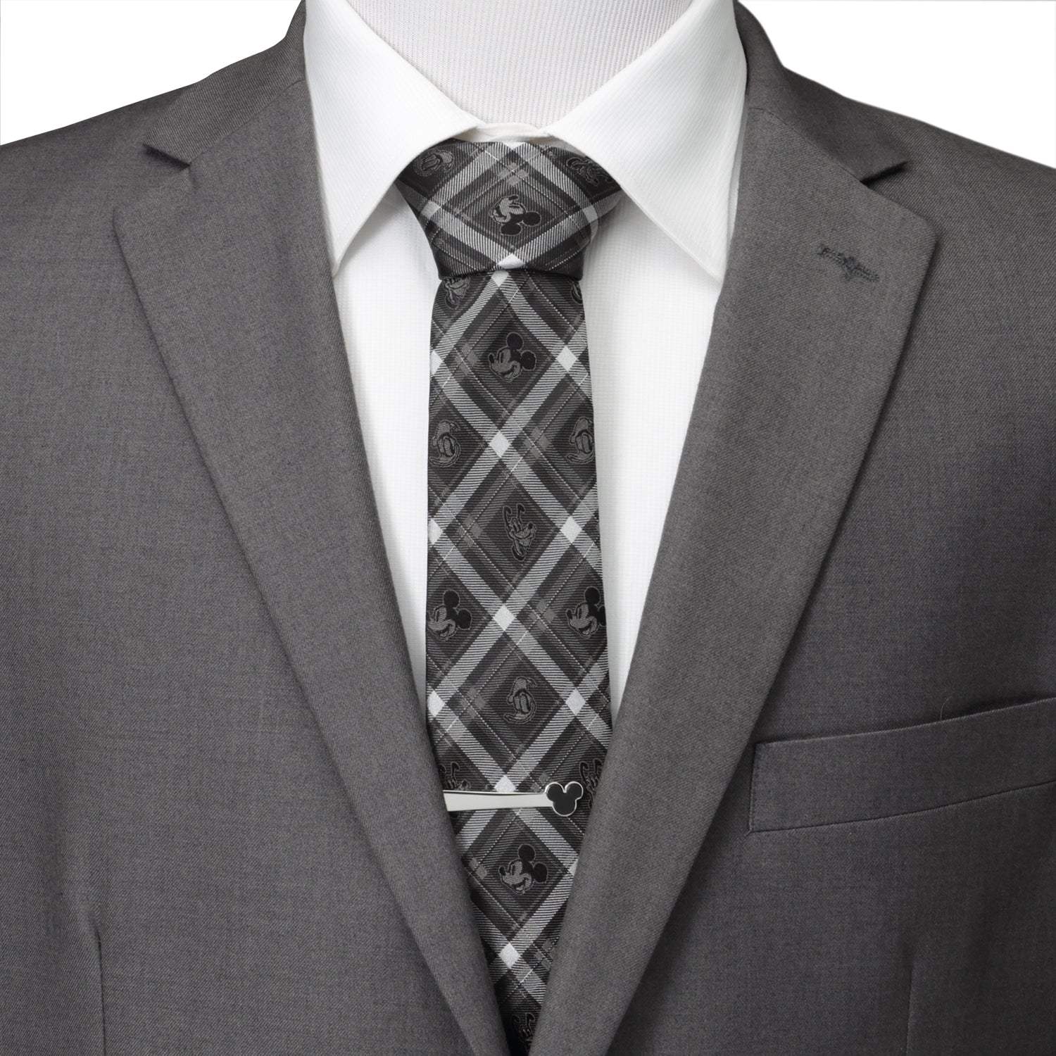 Disney Mickey and Friends Charcoal Plaid Men's Tie - Cufflinks.com - Flyclothing LLC