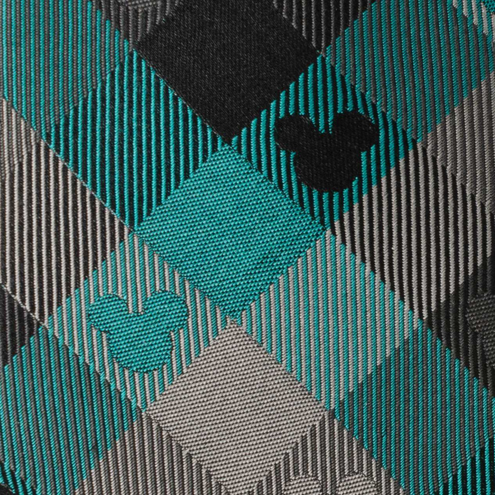 Disney Mickey Mouse Silhouette Teal Plaid Men's Tie - Cufflinks.com - Flyclothing LLC