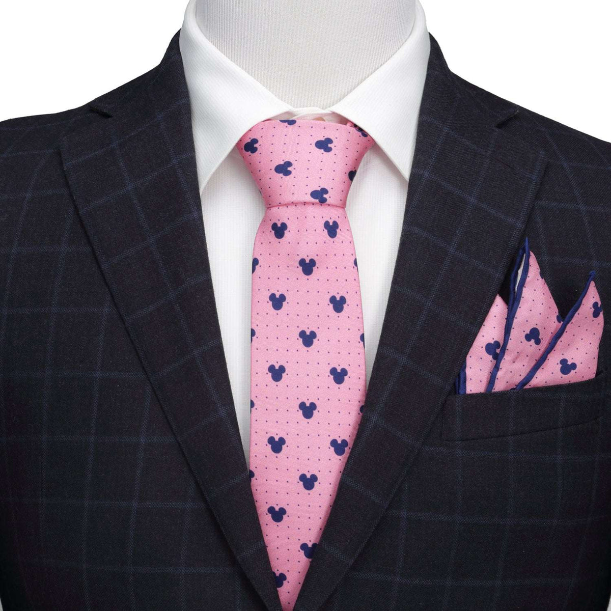 Disney Mickey Mouse Dot Pink Tie and Pocket Square Gift Set - Cufflinks.com - Flyclothing LLC