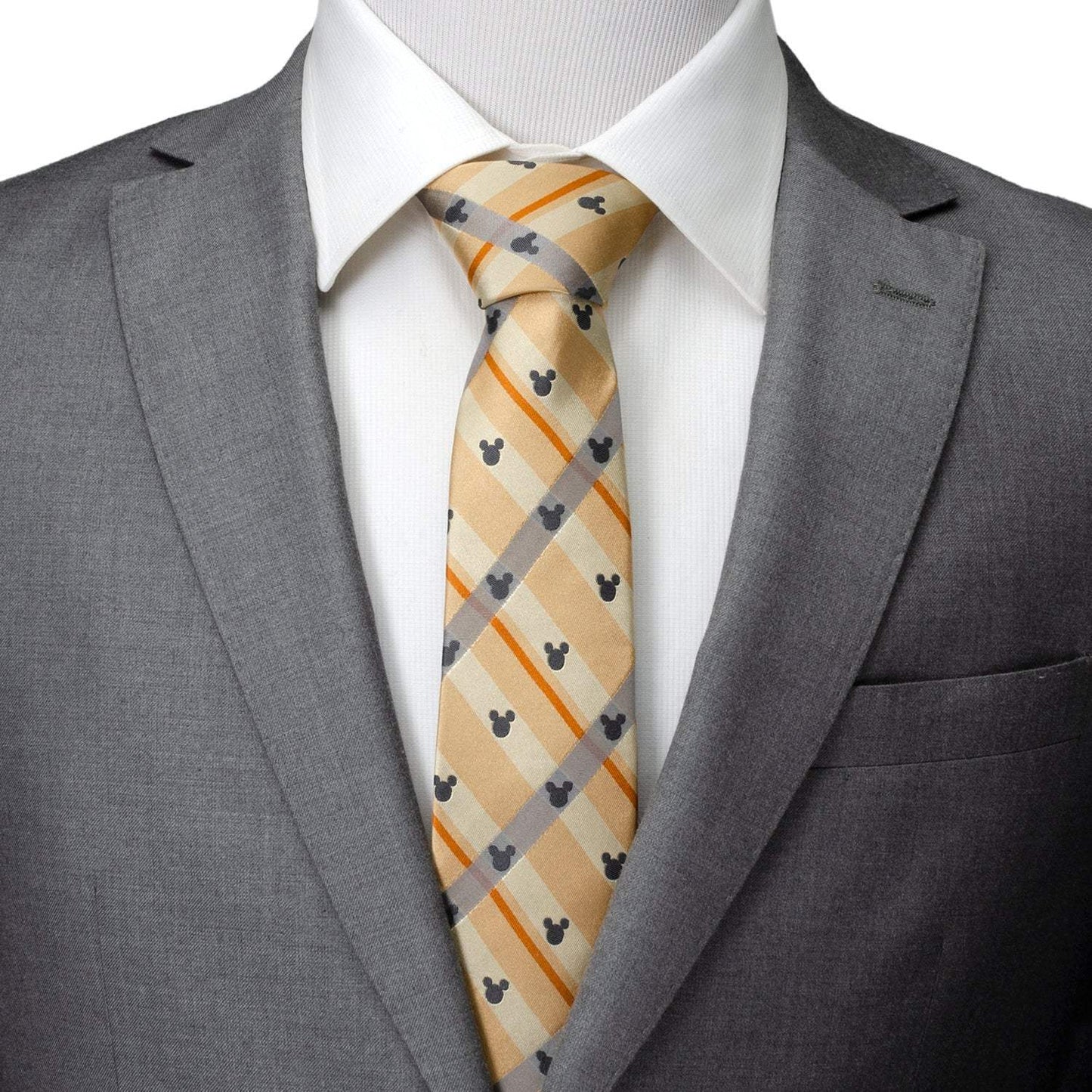 Disney Mickey Mouse Silhouette Tan Plaid Tie - Cufflinks.com - Flyclothing LLC