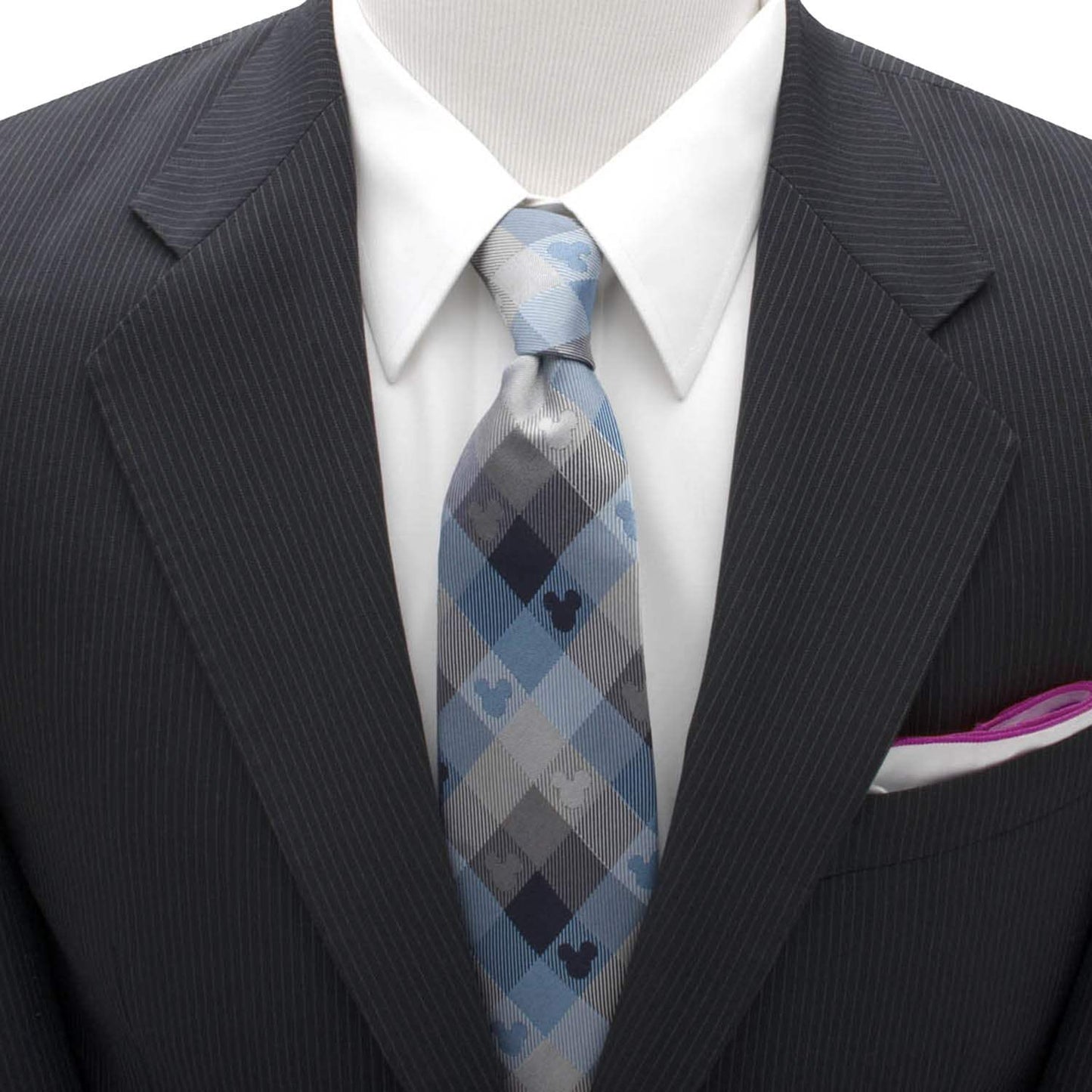 Disney Mickey Mouse Blue Plaid Mens Tie - Cufflinks.com - Flyclothing LLC