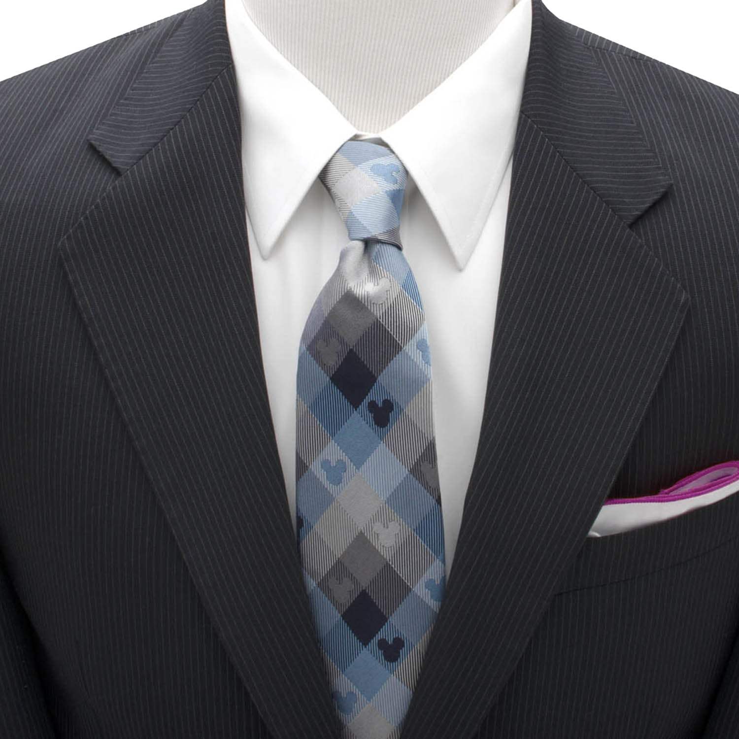 Disney Mickey Mouse Blue Plaid Mens Tie - Cufflinks.com - Flyclothing LLC