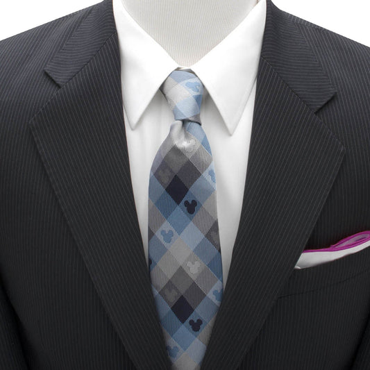 Disney Mickey Mouse Blue Plaid Mens Tie