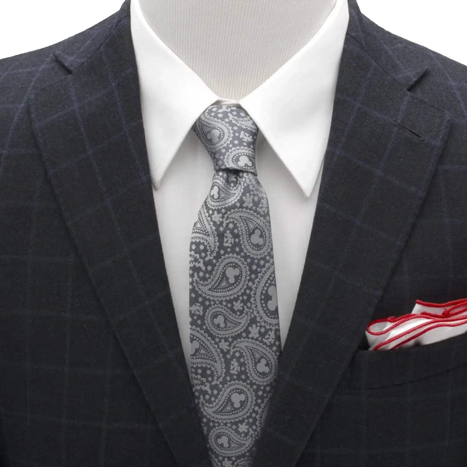 Disney Mickey Mouse Gray Paisley Mens Tie - Cufflinks.com - Flyclothing LLC